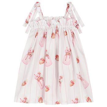 Girls White & Pink Milk Shake Beach Dress
