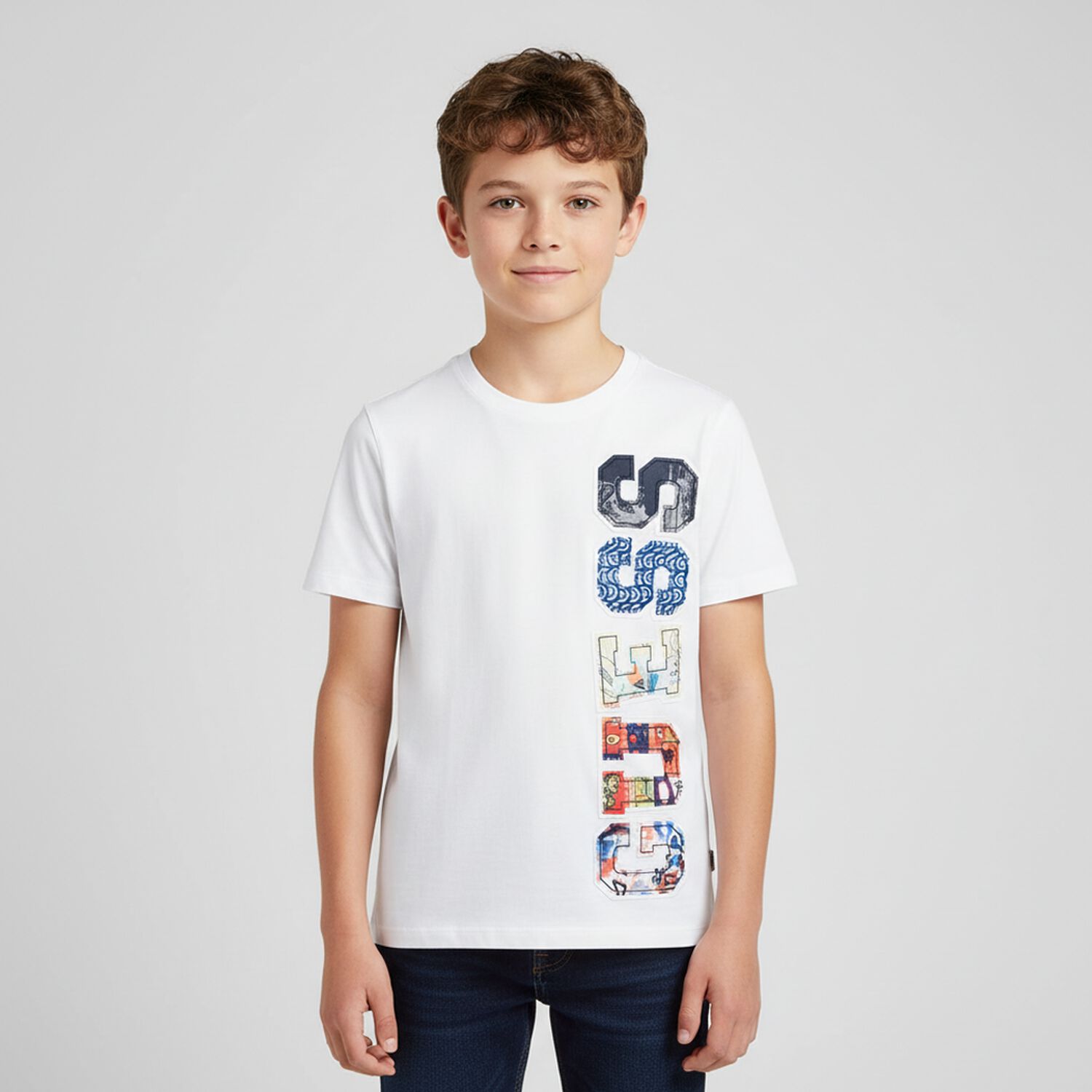 Boys White Logo T-Shirt, 1, hi-res