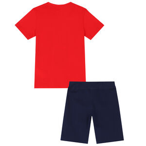 Boys Red & Navy Tiger Shorts Set