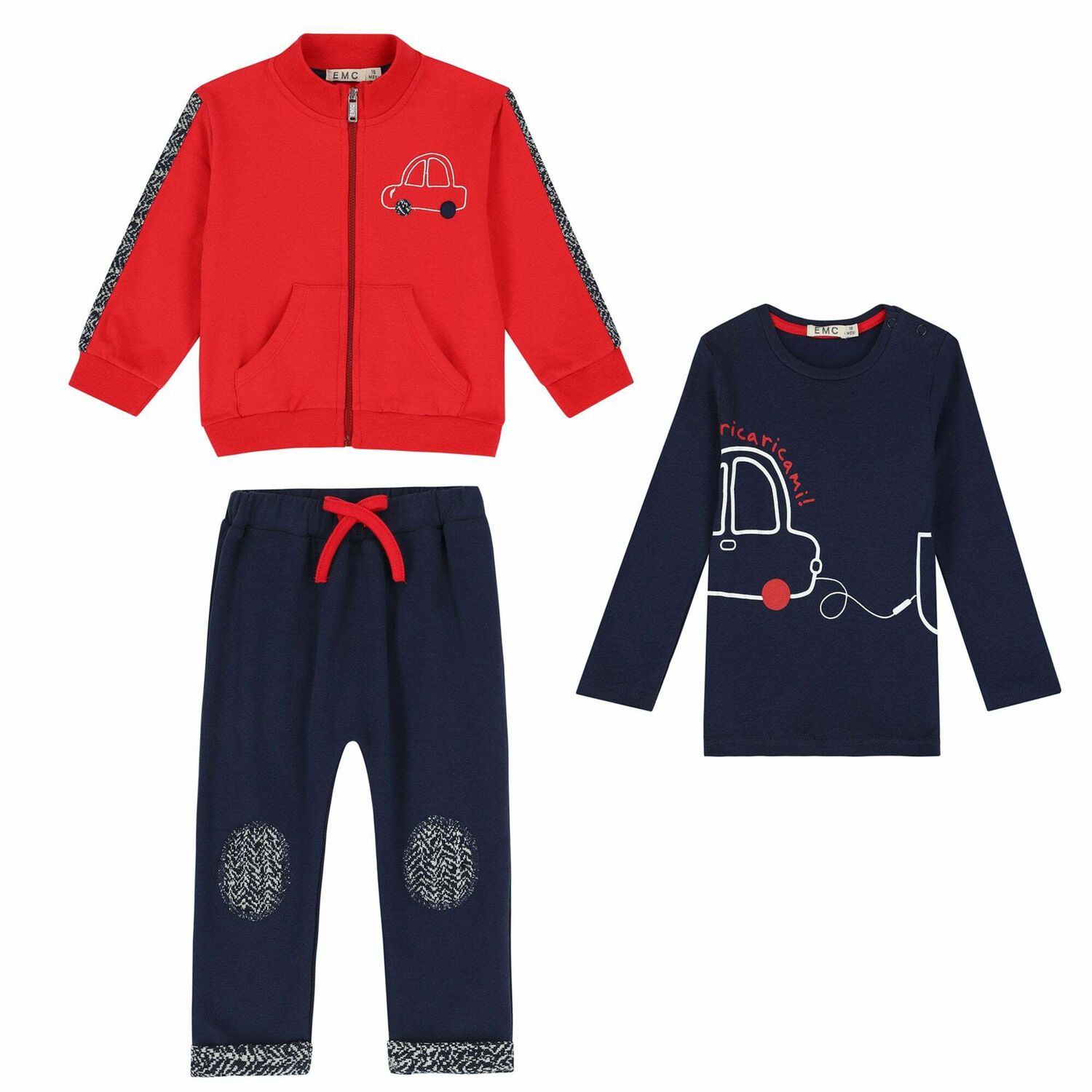 Younger Boys Navy & Red Tracksuit Set, 1, hi-res