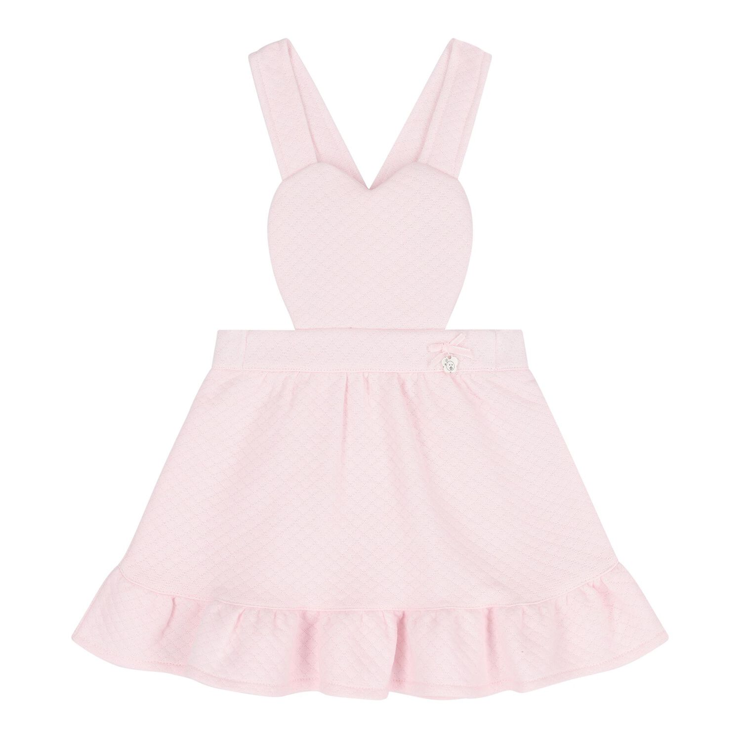 Baby Girls Pink & White Dungaree Set, 1, hi-res