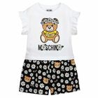 Girls Black & White Shorts & T-Shirt Set, 1, hi-res