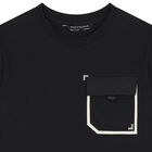 Boys Black Cotton T-Shirt, 2, hi-res