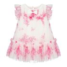 Baby Girls White & Pink Rose Tulle Dress, 4, hi-res