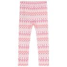 Girls White & Pink Zig Zag Leggings, 1, hi-res