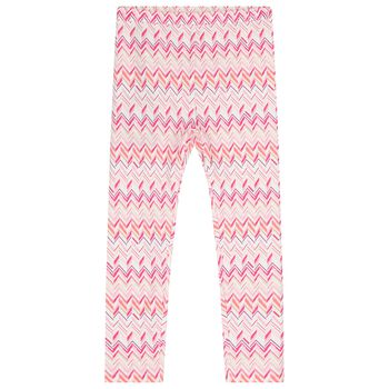 Girls White & Pink Zig Zag Leggings