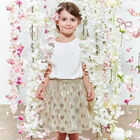 Girls Gold Spotted Tulle Skirt, 1, hi-res