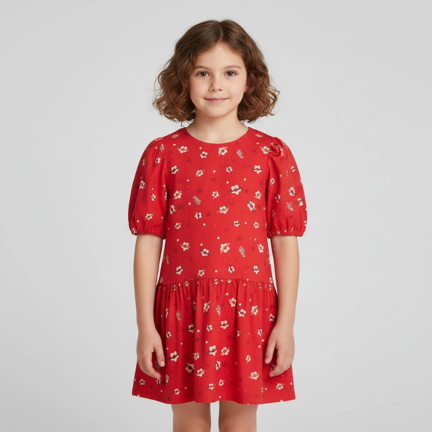 Girls Red Planet Boke Dress, 1, hi-res
