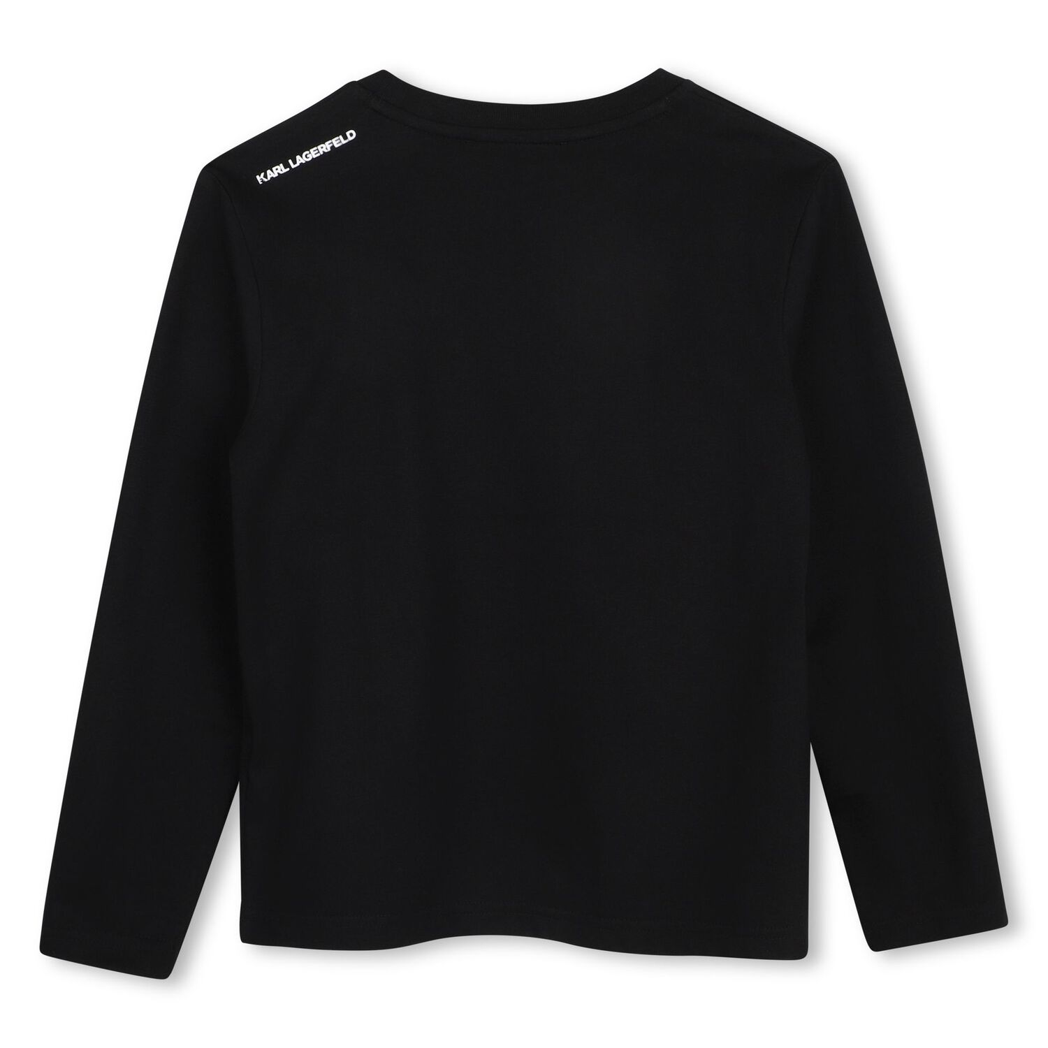 Boys Black Ikonik Karl Long Sleeve Top, 1, hi-res
