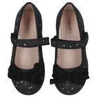 Younger Girls Black Bow Shoes, 2, hi-res