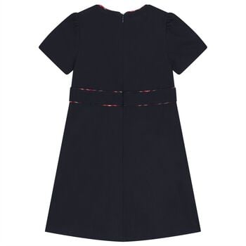 Girls Navy Blue Tartan Dress
