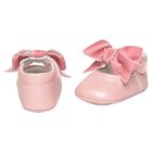 Baby Girls Pink Bow Leather Pre Walker Shoes, 2, hi-res