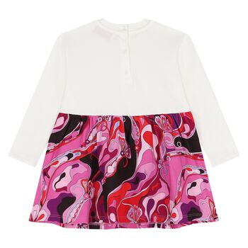 Younger Girls Pink & White Logo Orchidee Dress