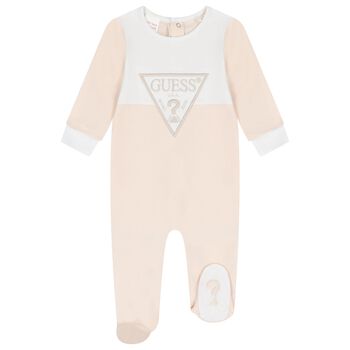 Baby Boys Beige Logo Babygrow, 1 Baby Boys Beige Logo Babygrow