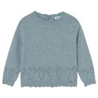 Younger Girls Blue Knitted Jumper, 1, hi-res