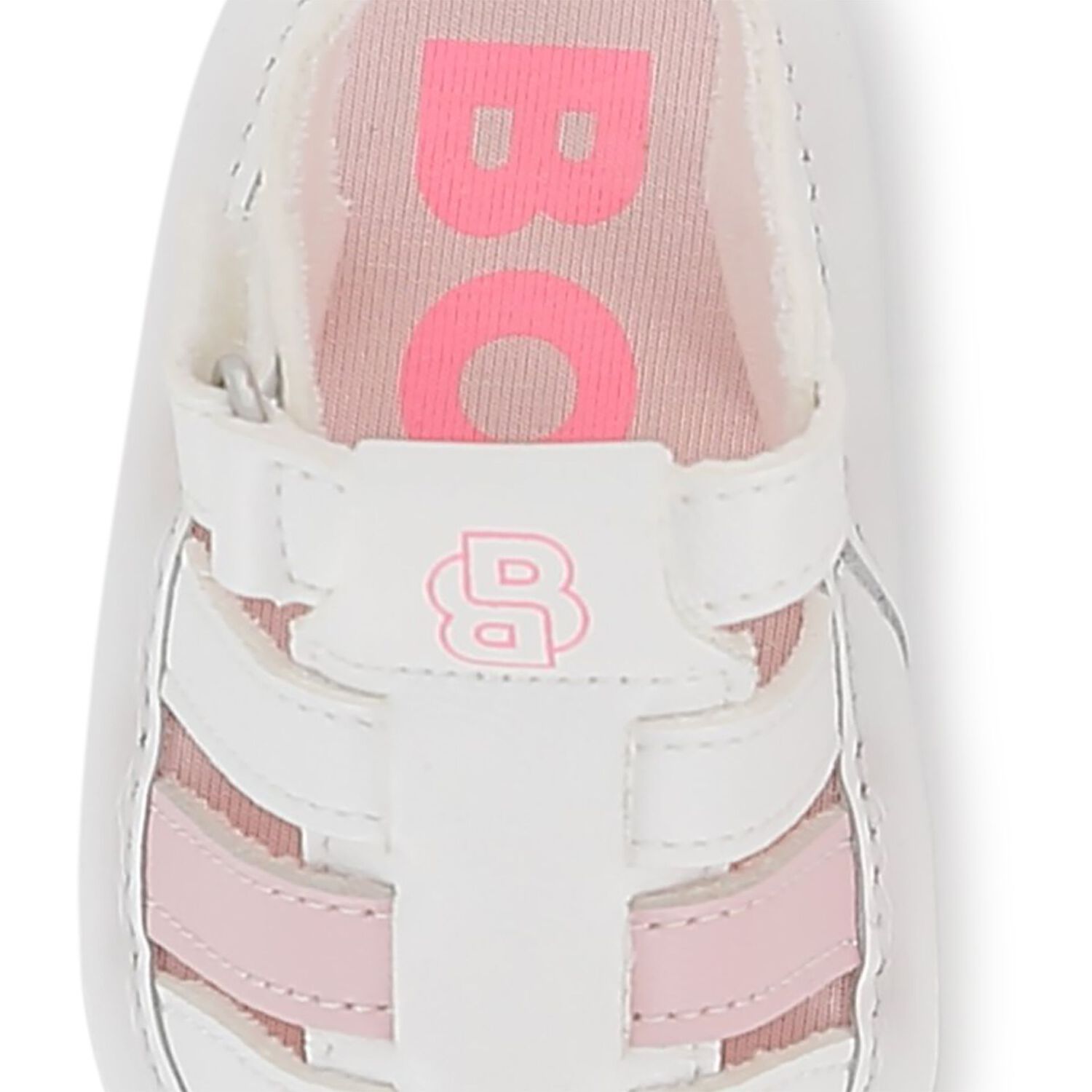 Baby Girls White Logo Sandals, 1, hi-res