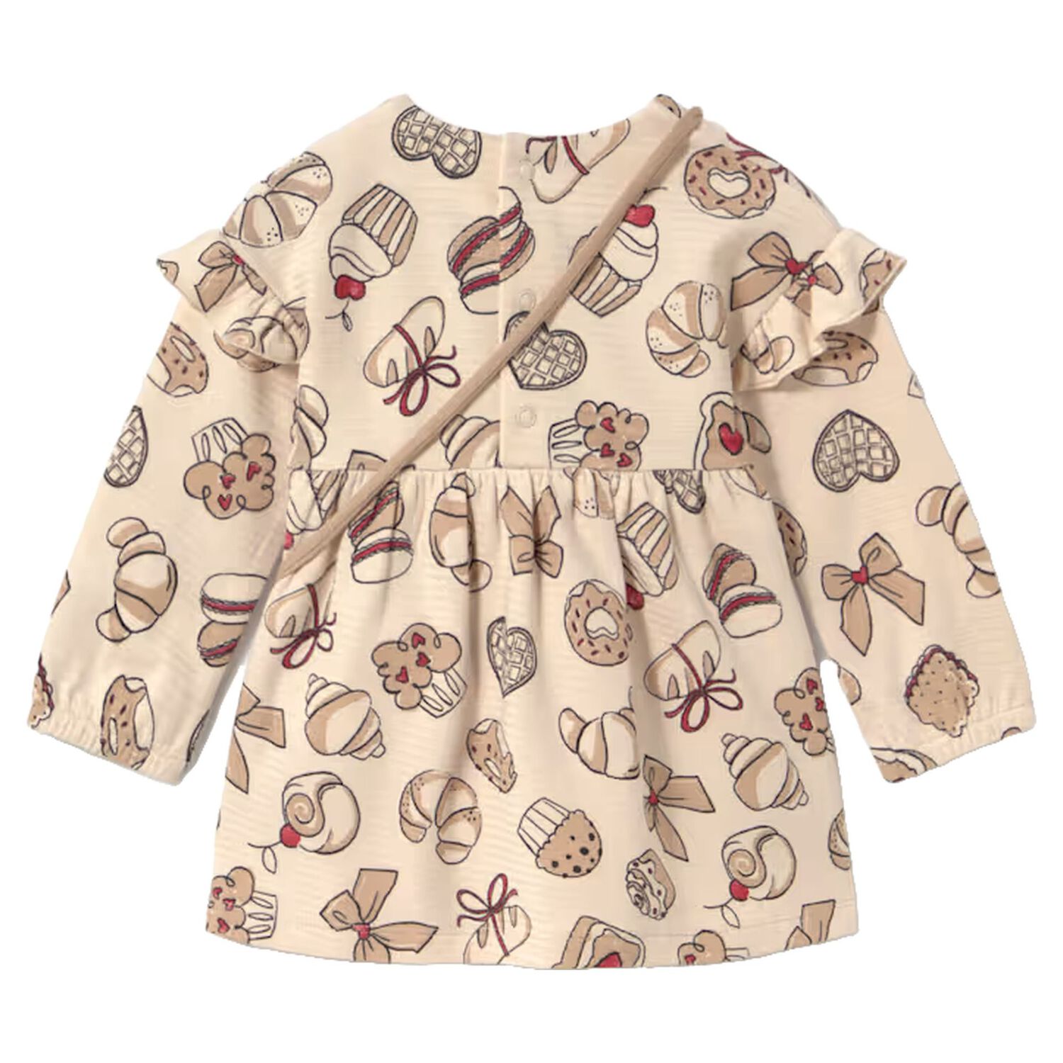 Younger Girls Beige Pastry Dress Set, 2, hi-res