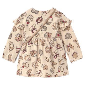 Younger Girls Beige Pastry Dress Set