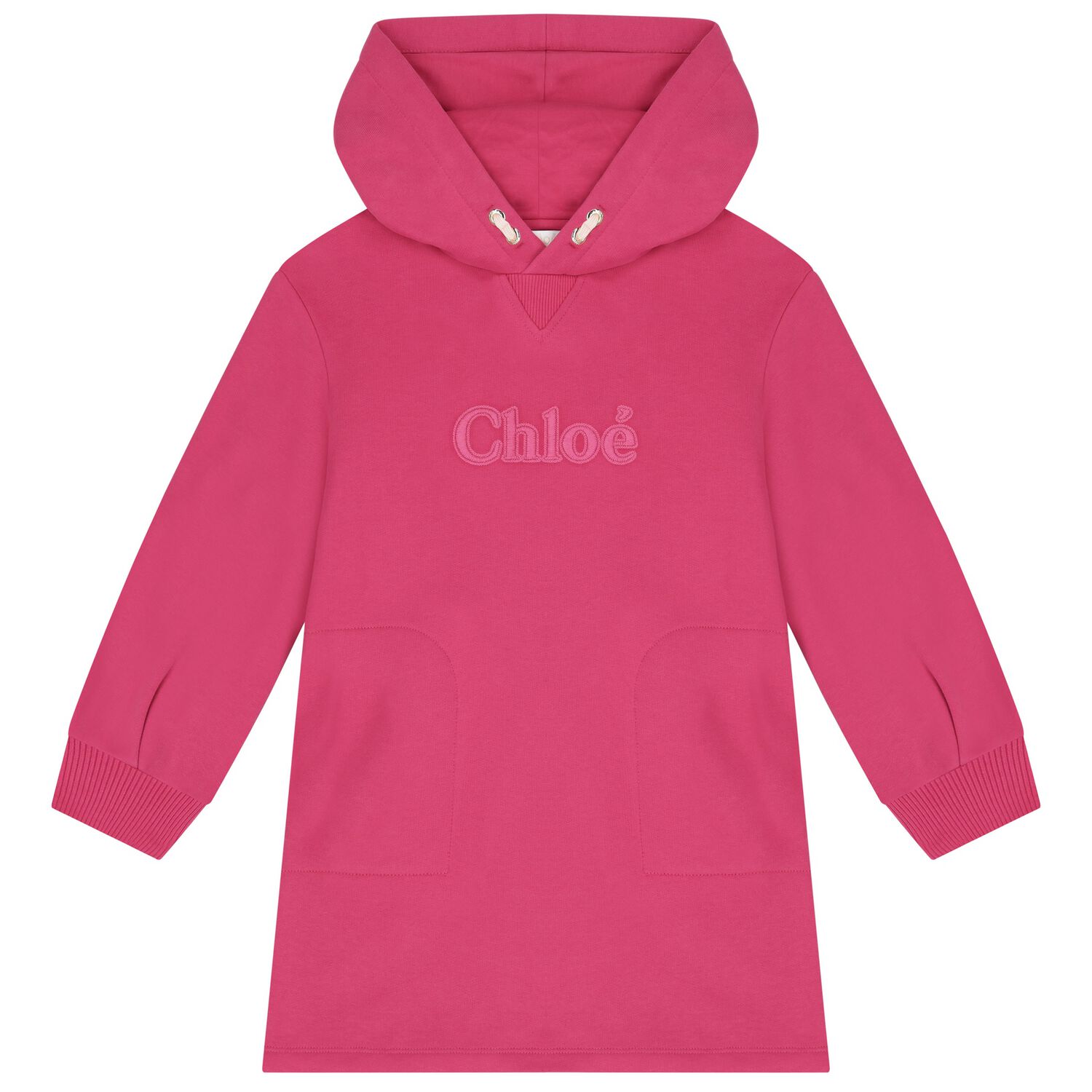 Girls Pink Logo Hooded Dress, 1, hi-res image number null
