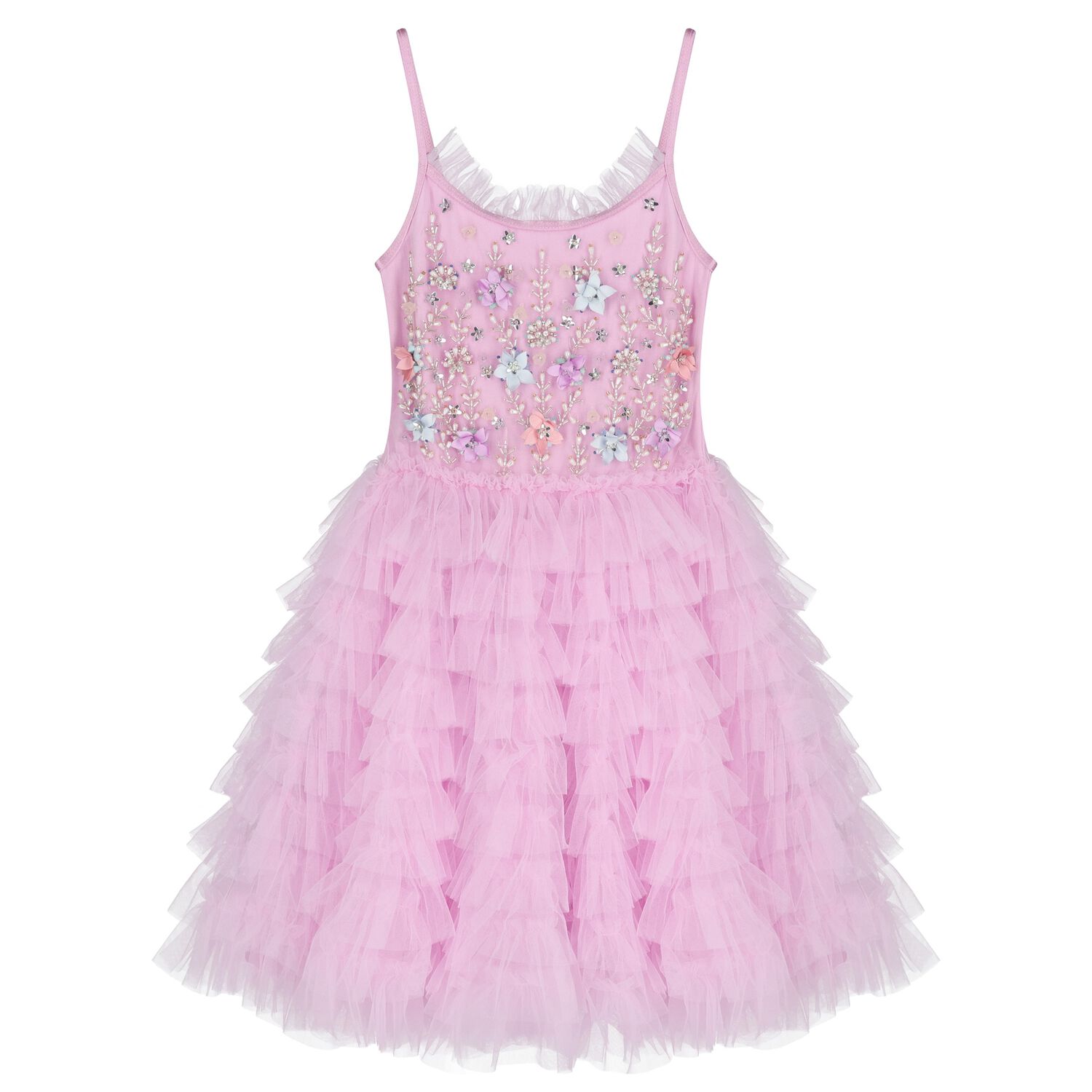Girls Purple Embellished Tulle Dress, 1, hi-res