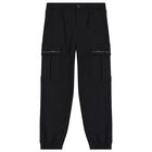Boys Black Logo Trousers, 1, hi-res