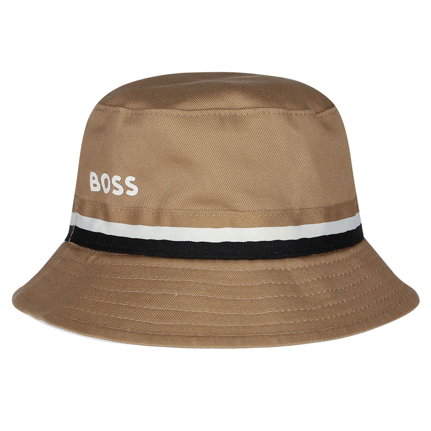 Baby Boys Beige Logo Reversible Hat, 1, hi-res