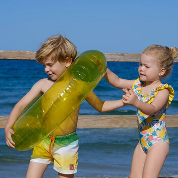 Boys Green & Yellow Swim Shorts