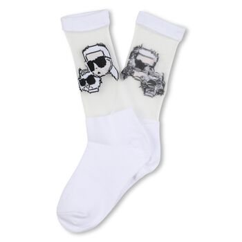 Girls White Karl & Choupette Socks