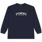 Boys Navy Blue Logo Long Sleeve Top, 1, hi-res
