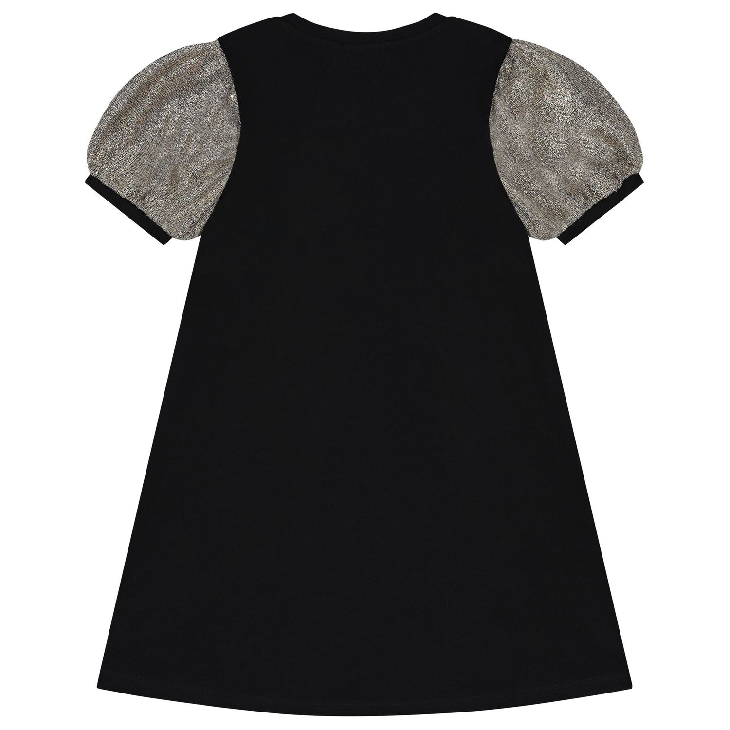 Girls Black & Gold Logo Dress, 1, hi-res image number null