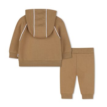 Younger Boys Beige Logo Tracksuit