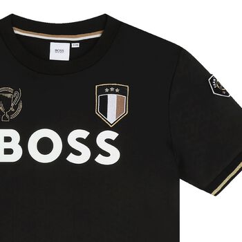 Boys Black Logo Football T-Shirt