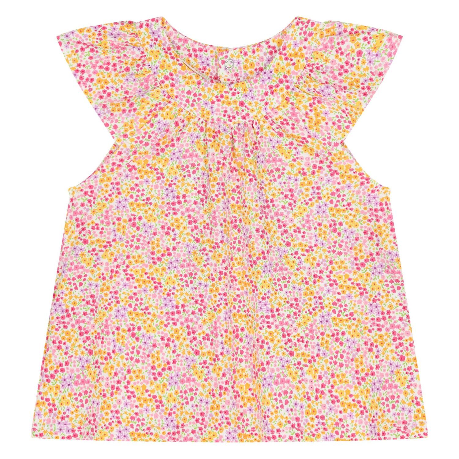 Baby Girls Yellow & Pink Floral Shorts Set ( 2-Pack ), 1, hi-res