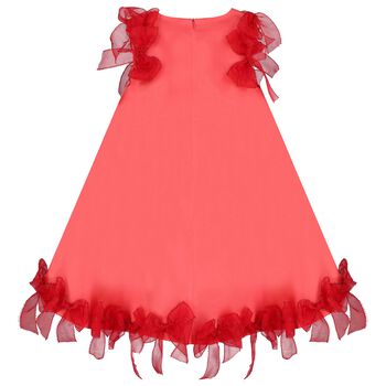 Girls Red Bow Flared Dress