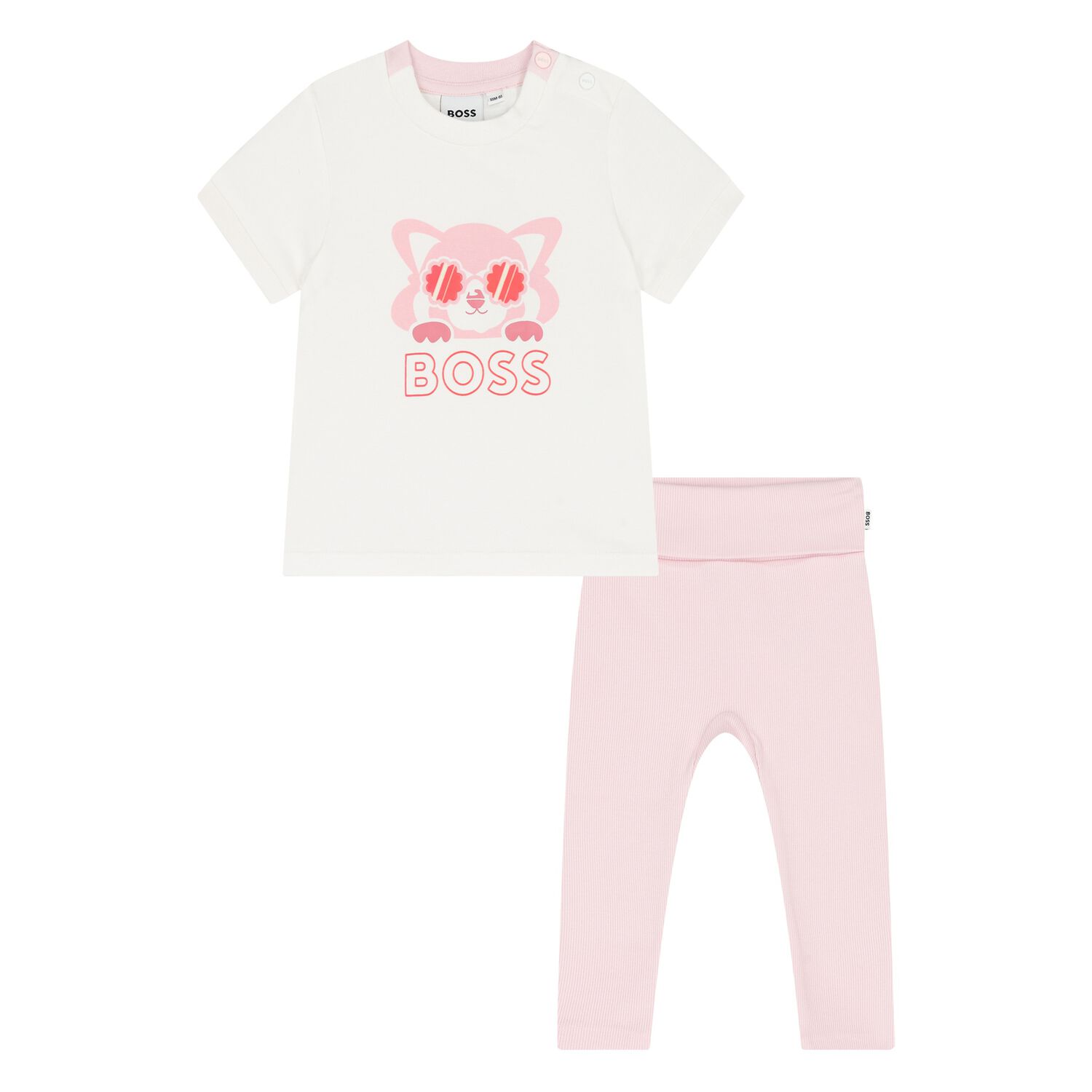 Younger Girls White & Pink Logo Leggings Set, 1, hi-res