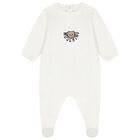 White Teddy Bear Logo Babygrow, 1, hi-res