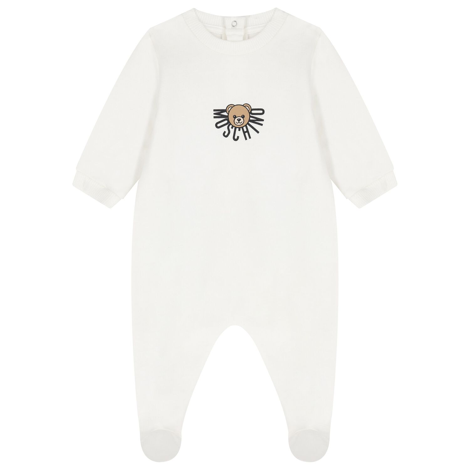 White Teddy Bear Logo Babygrow, 1, hi-res