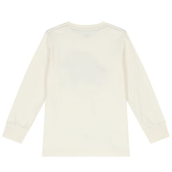 Boys Ivory Vintage Car Logo Long Sleeve Top