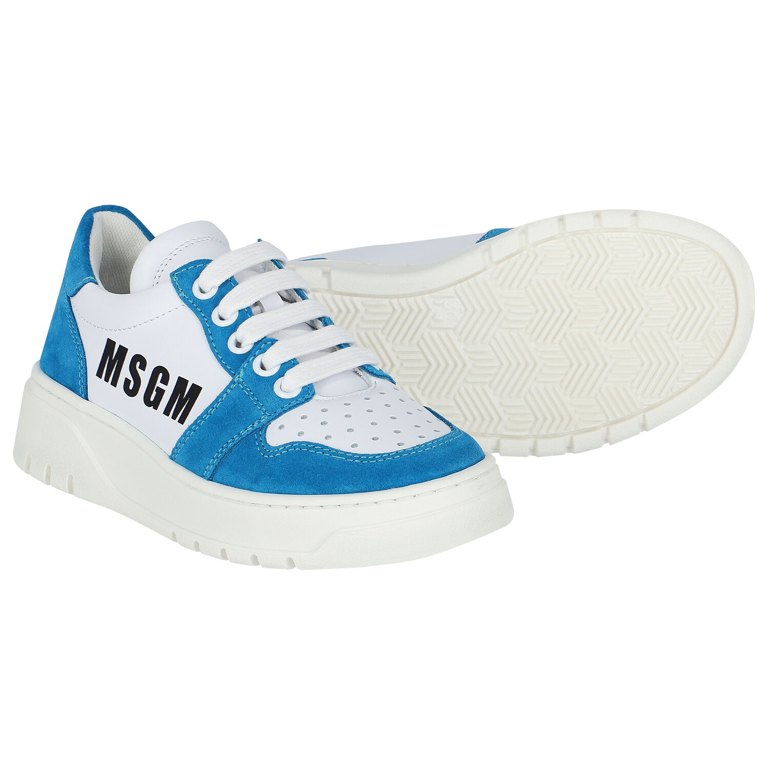 White & Blue Logo Trainers, 1, hi-res image number null