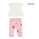 Baby Girls Ivory & Pink Floral Leggings Set, 1, hi-res