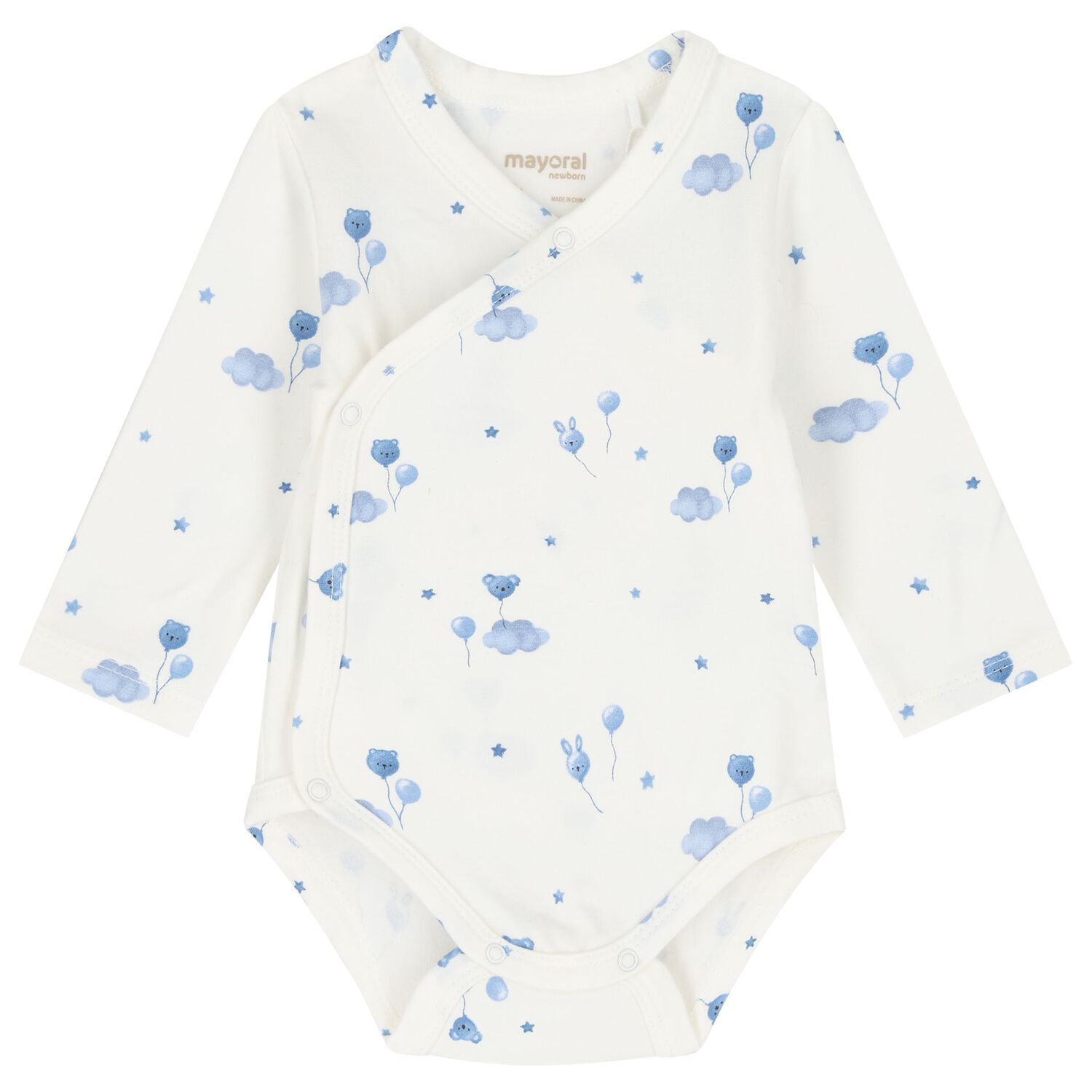 Baby Girls Ivory & Blue Balloon Bodysuits ( 2-Pack ), 3, hi-res