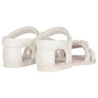 Younger Girls White Leather Sandals, 1, hi-res