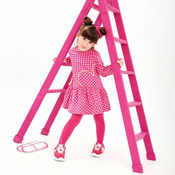 Girls Pink Gingham Dress Set