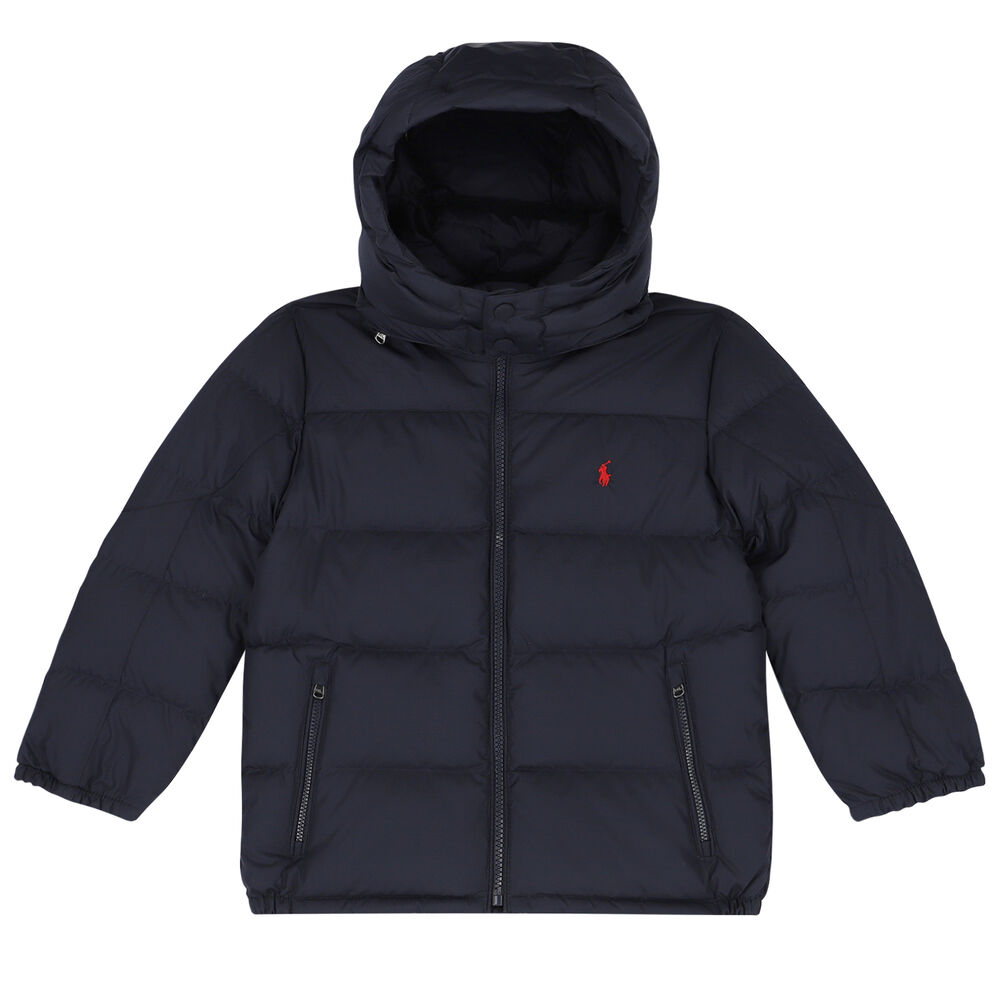 Ralph Lauren Boys Navy Logo Puffer Jacket | Junior Couture USA