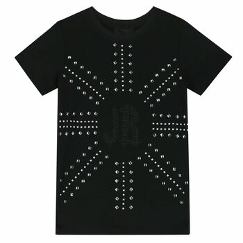 Girls Black Embellished T-Shirt