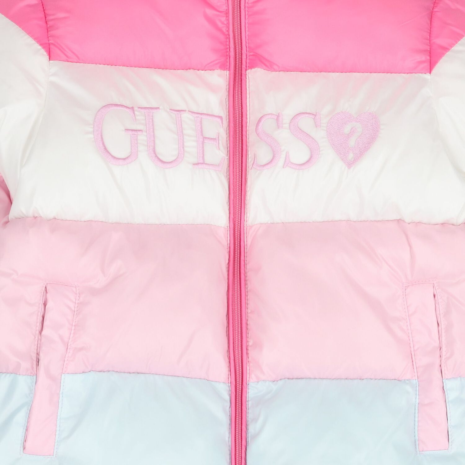 Girls Pink Logo Padded Puffer Jacket, 1, hi-res image number null