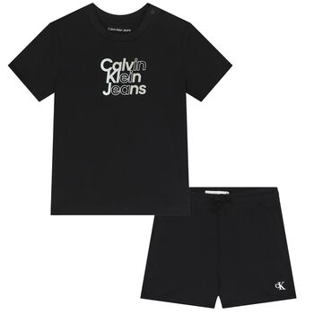 Baby Boys Black Logo Shorts Set
