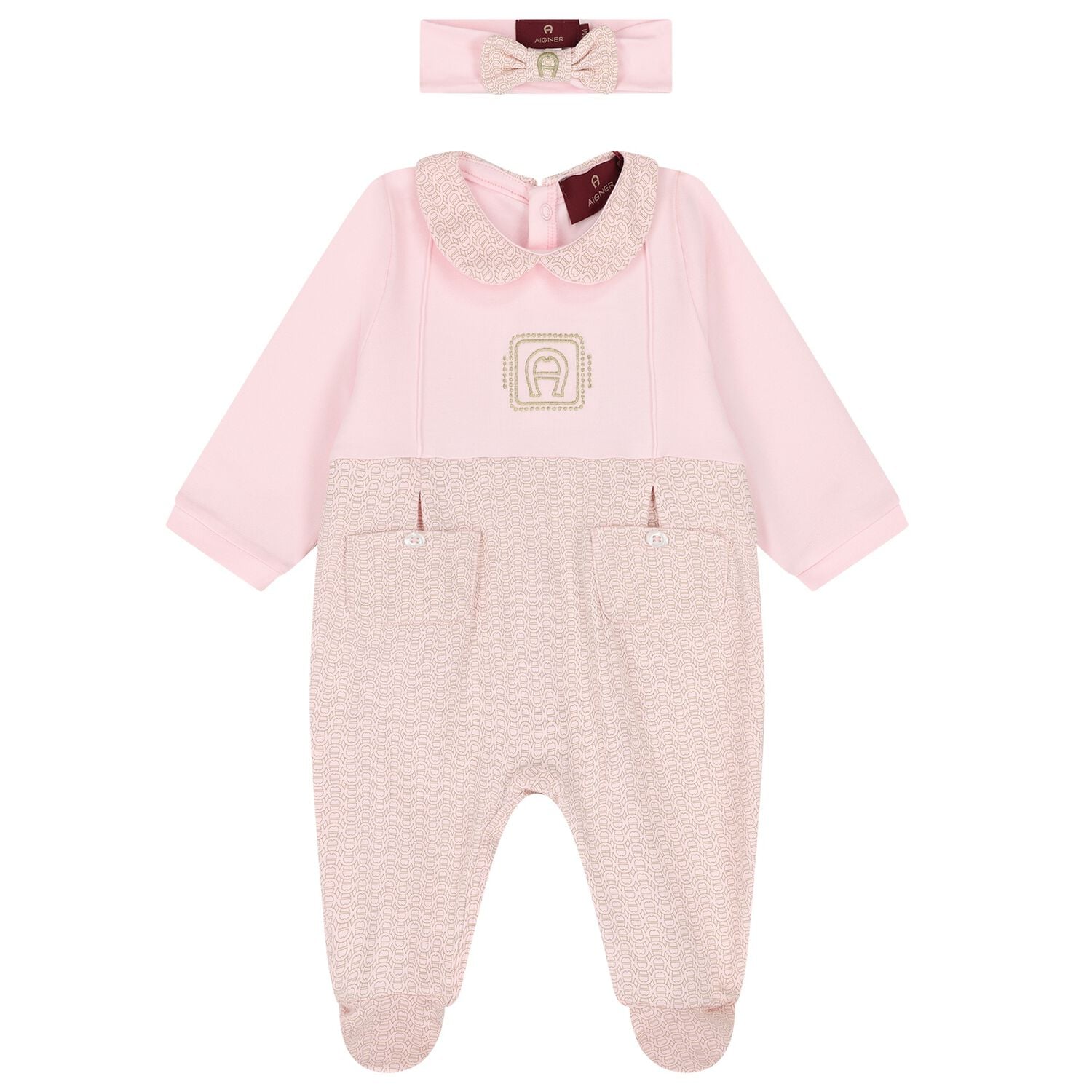 Baby Girls Pink & Gold Logo Babygrow Gift Set, 1, hi-res