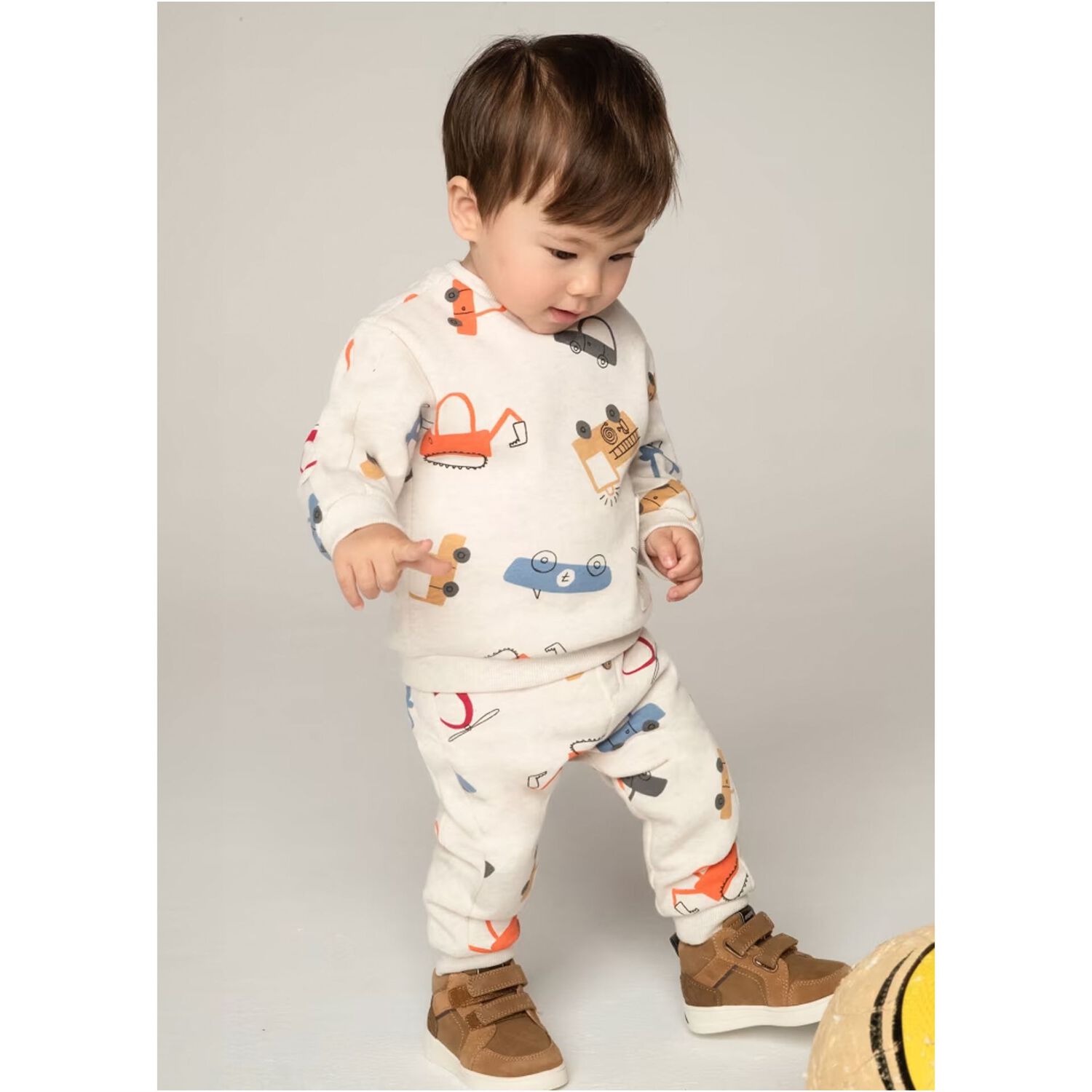Younger Boys Ivory Joggers, 1, hi-res