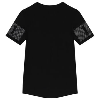 Girls Black Embellished Logo T-Shirt